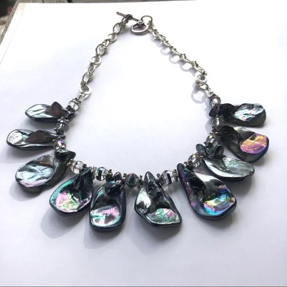 Abalone Teardrop beads and Chez Crystals Necklace - Picture 3 of 5